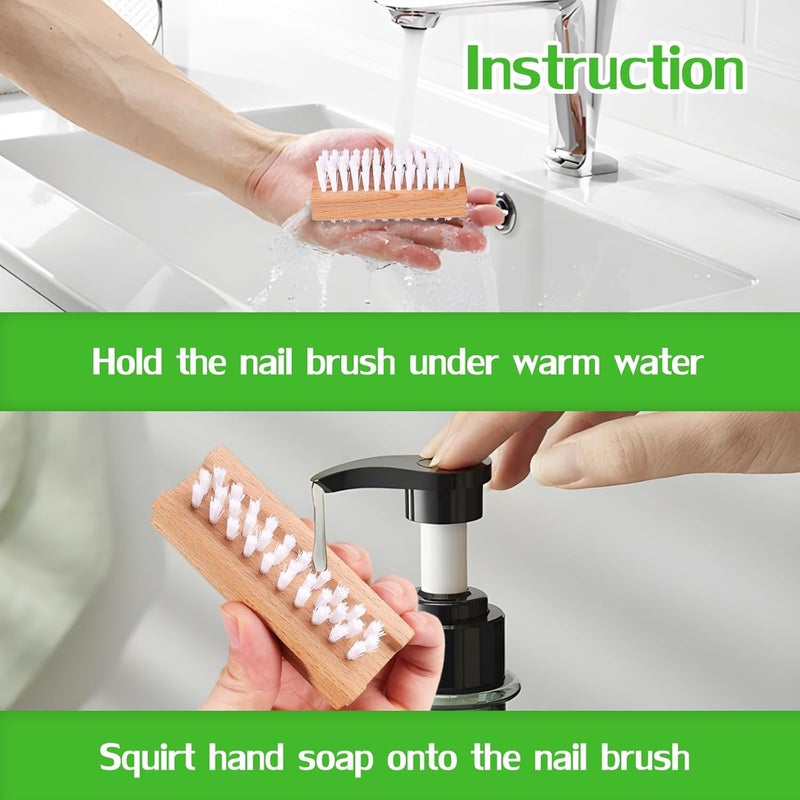 SAMEBUTECO 2 Pack Non-Slip Wooden Hand & Nail Brush,Dual-Sided Fingernail Scrub Brush for Deep Cleaning Nails,Hands & Feet Heavy Duty Mechanic Hand Brush with Stiff Bristles and Molded Beech-wood Grip - Image 4